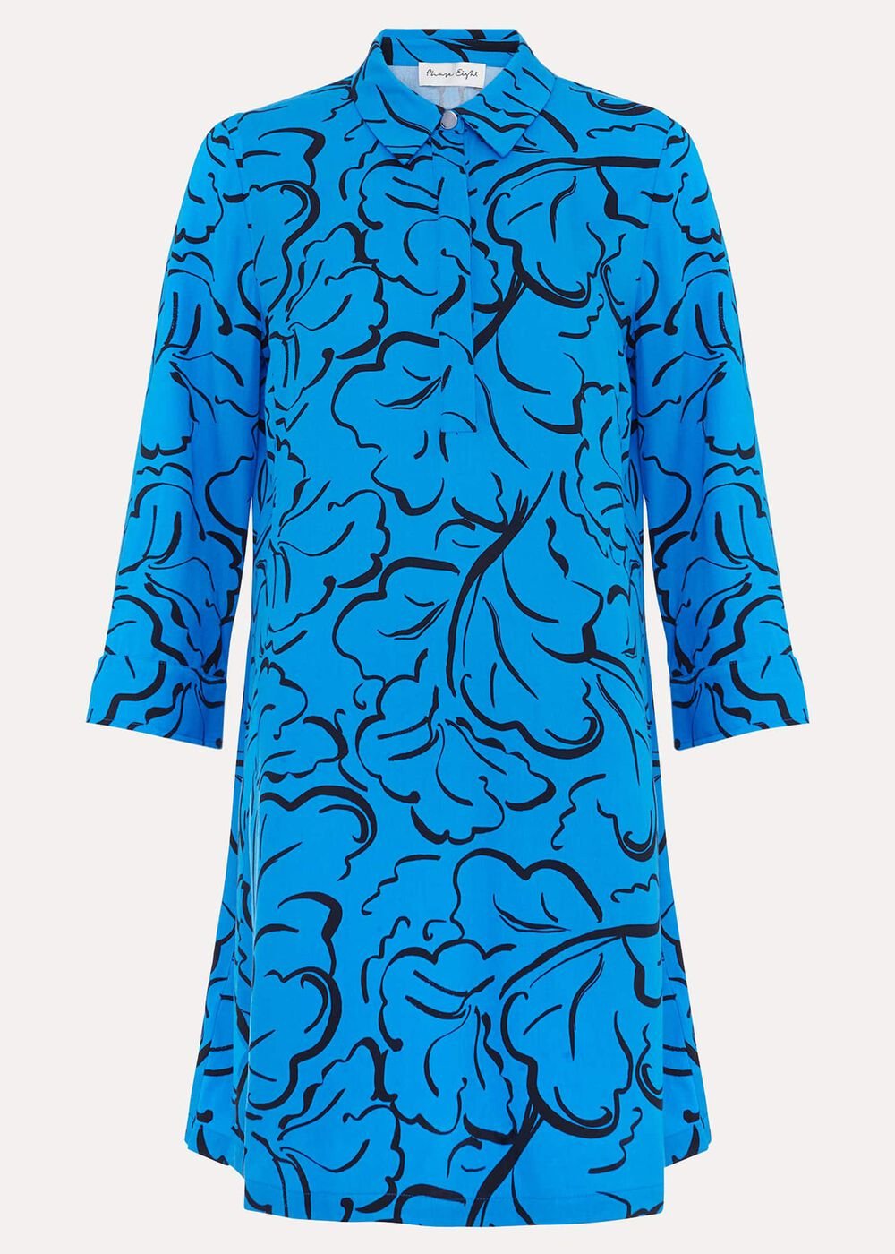 Marina Leaf Print Tunic Dress Blue