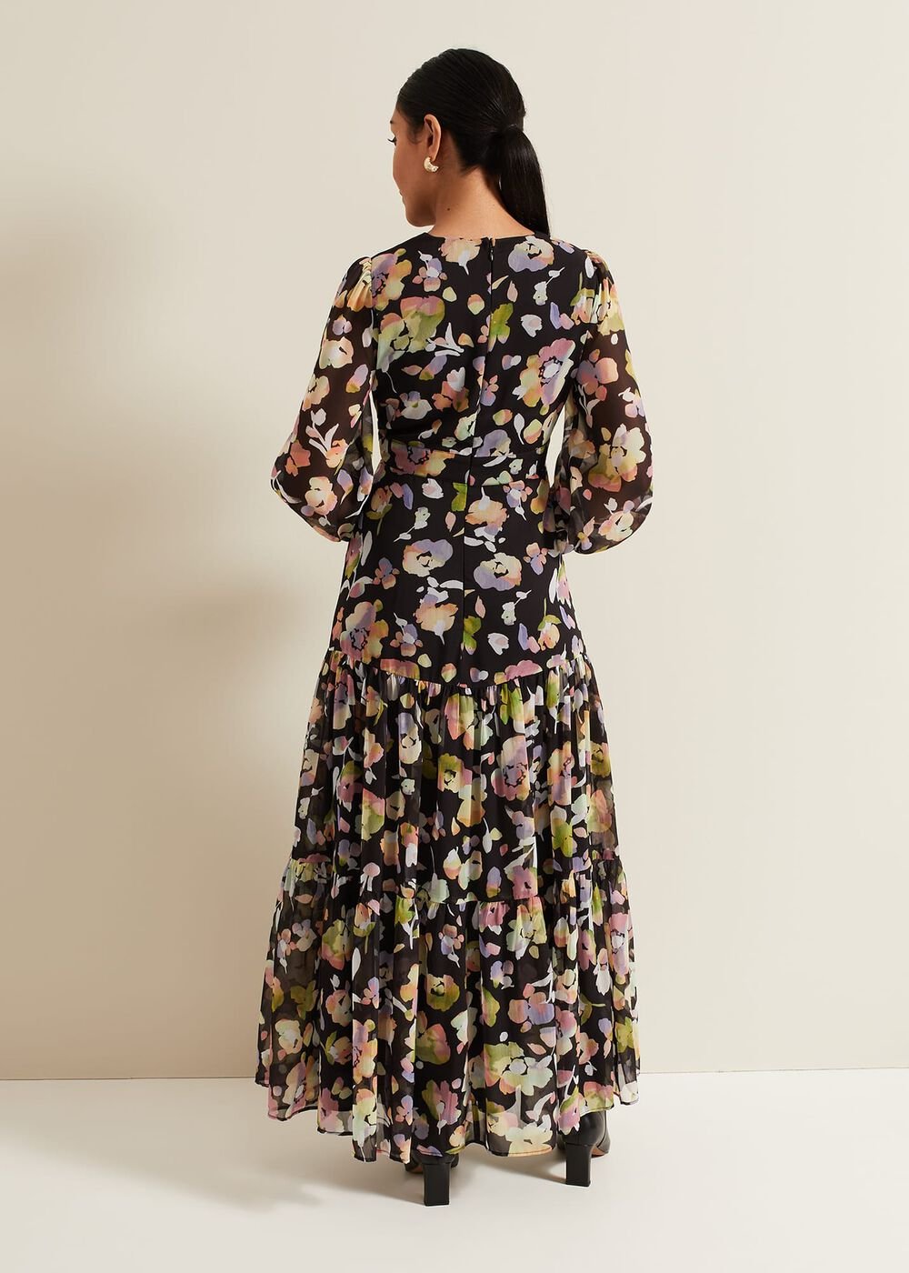 Petite Sandra Floral Maxi Dress Black Multi