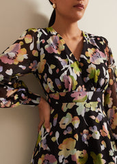 Petite Sandra Floral Maxi Dress Black Multi