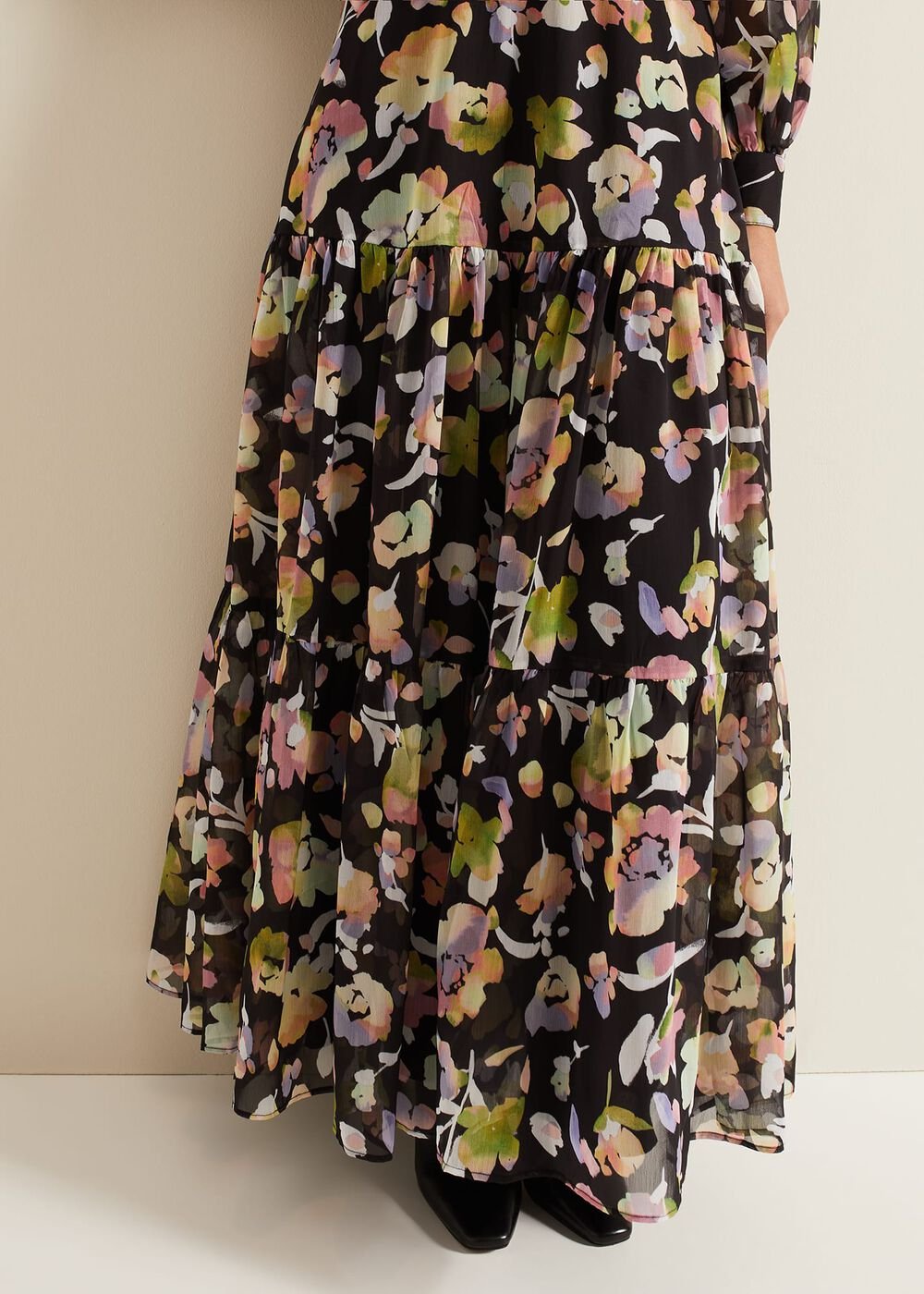 Petite Sandra Floral Maxi Dress Black Multi