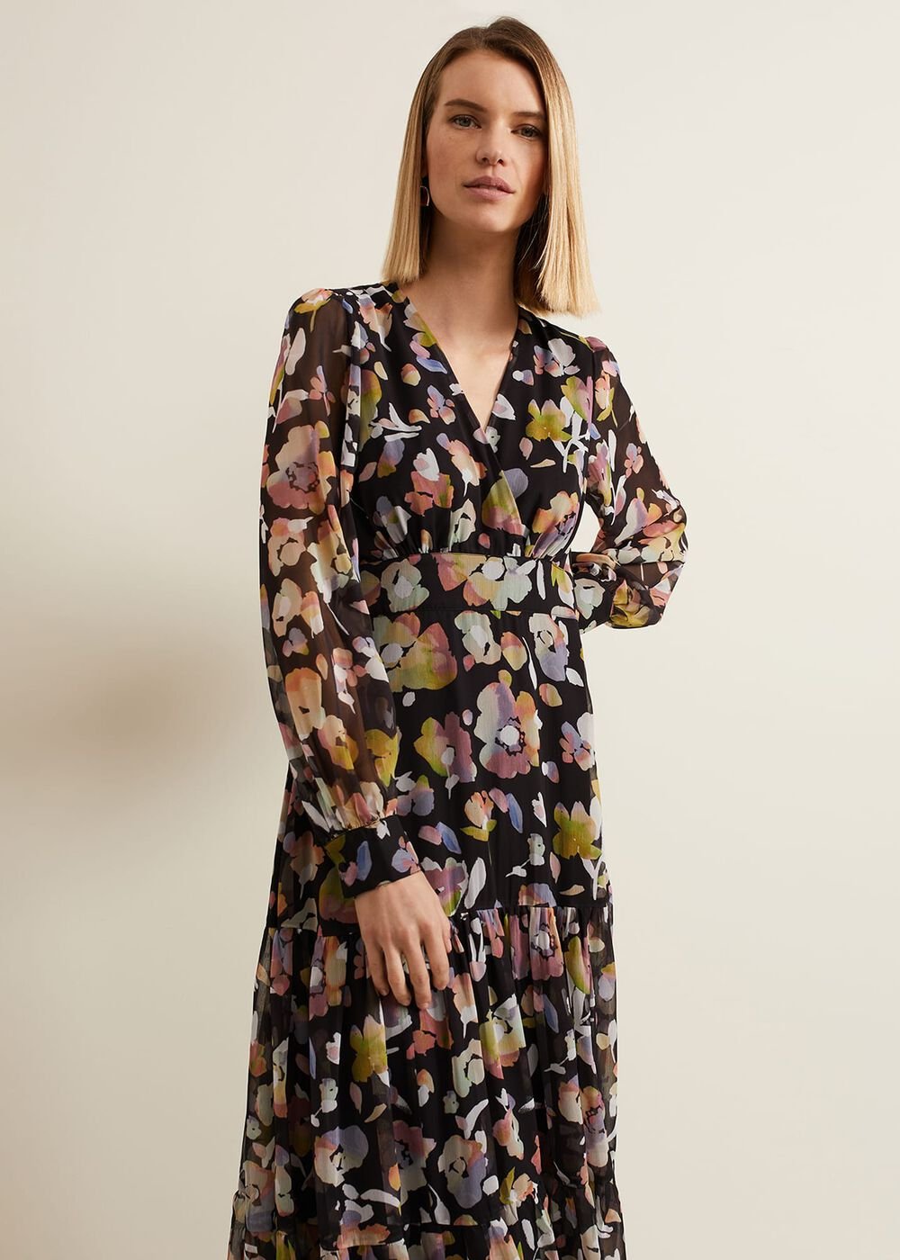 Sandra Floral Maxi Dress Black Multi