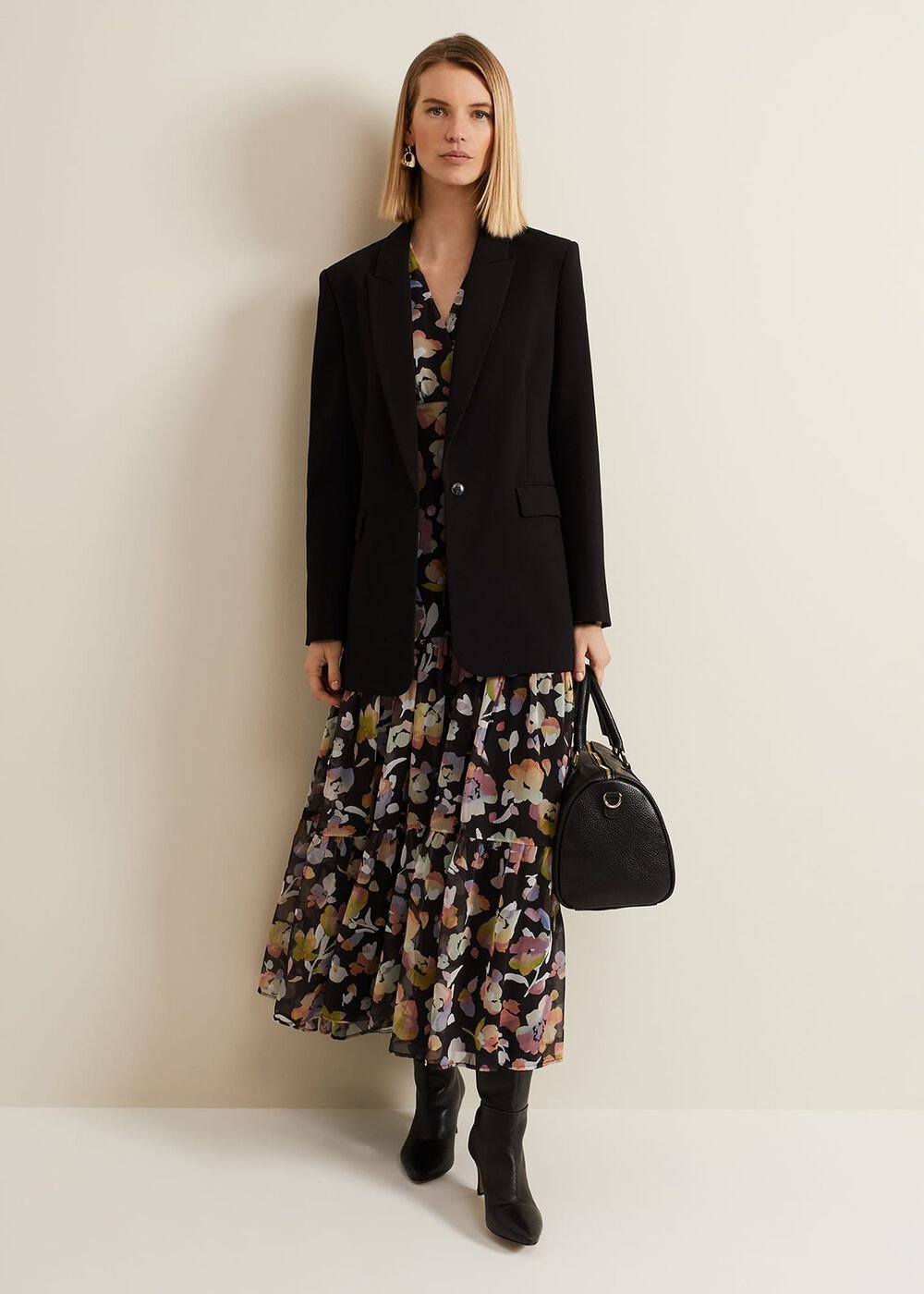 Sandra Floral Maxi Dress Black Multi
