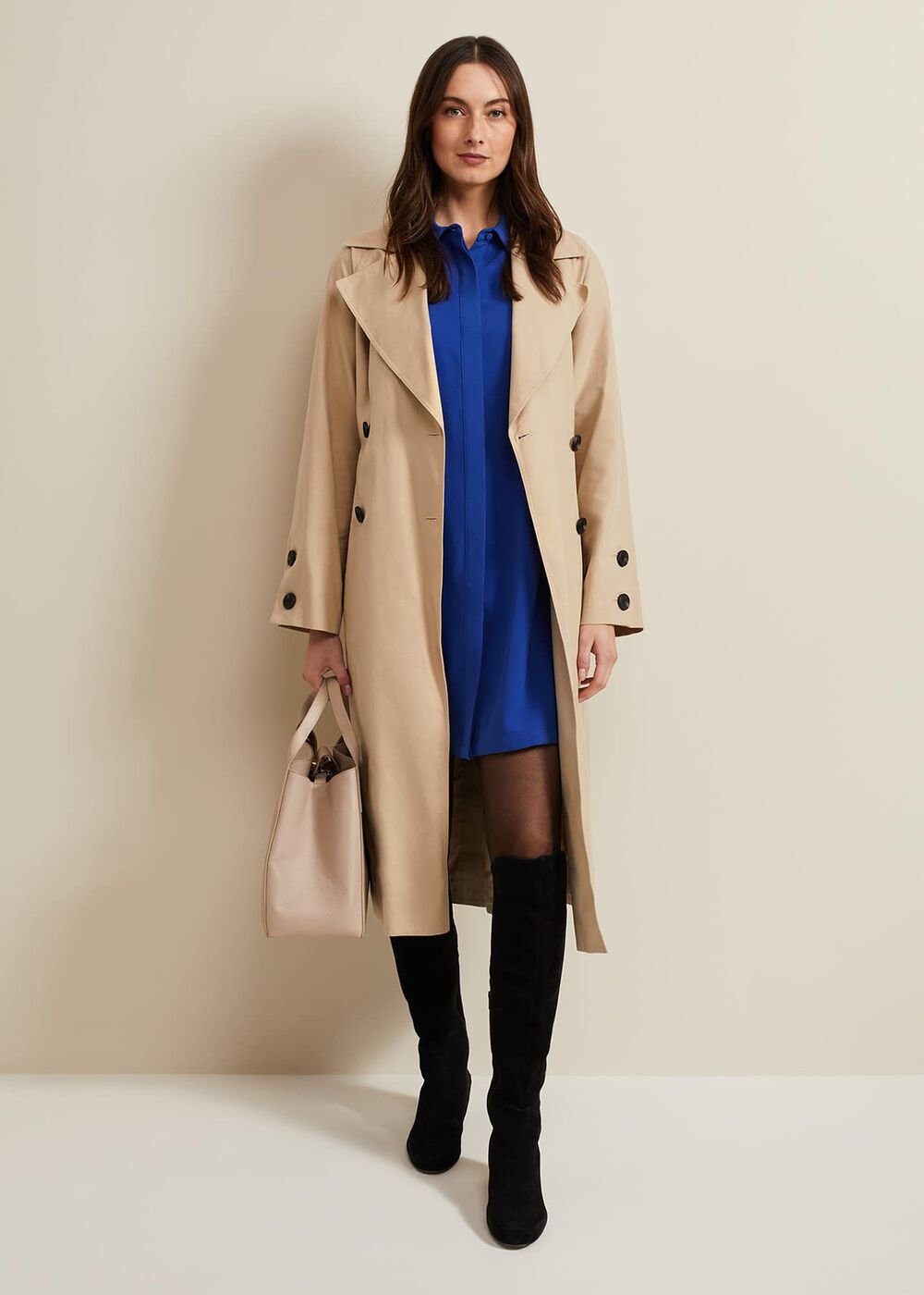 Cara Button Through Tunic Dress Blue