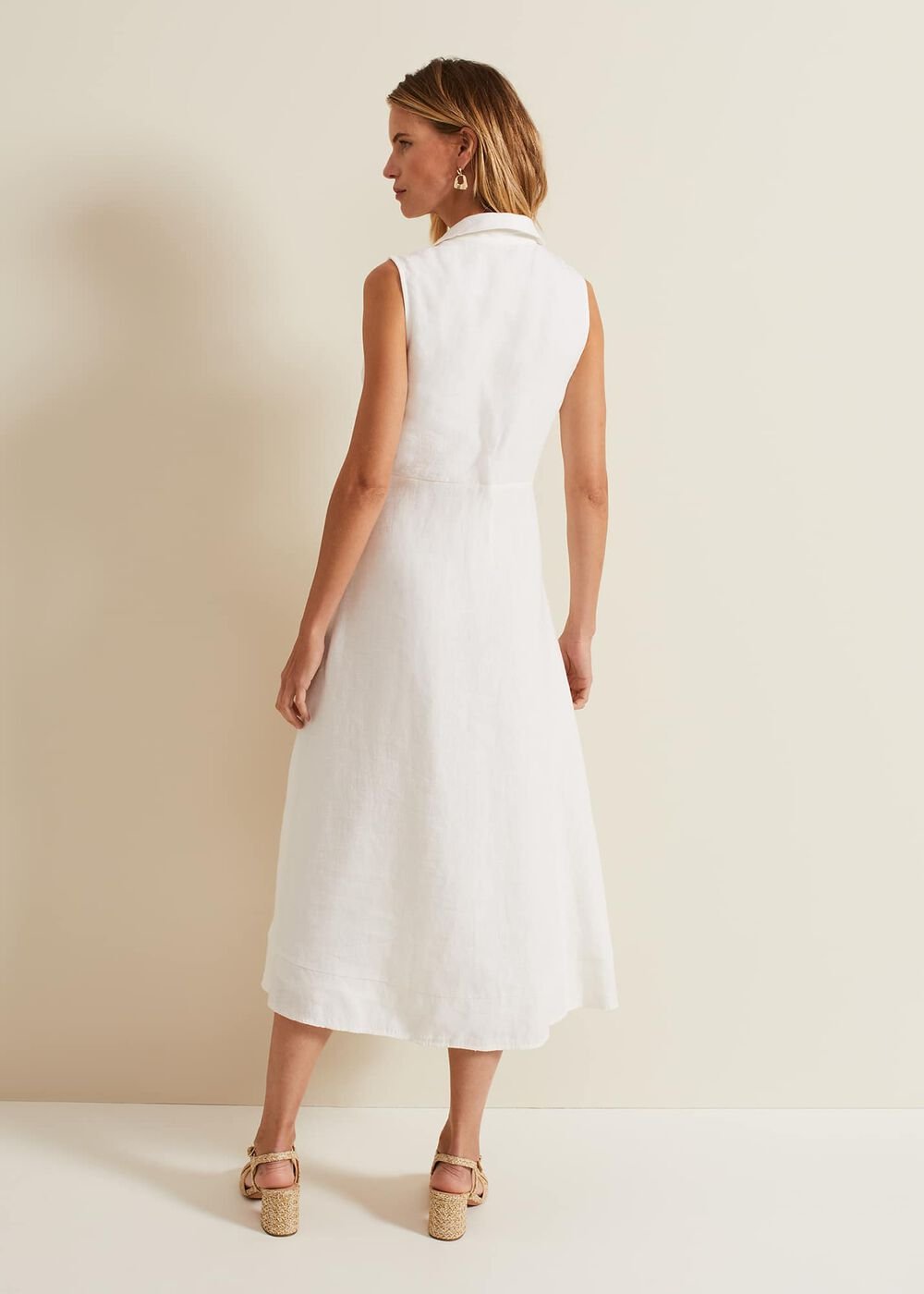 Becky Tie Front Midi Dress White