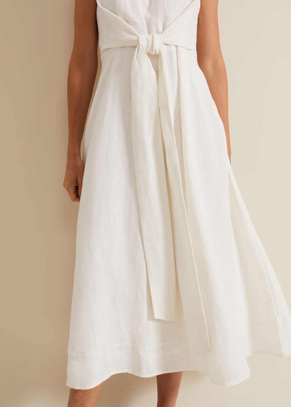 Becky Tie Front Midi Dress White