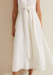 Becky Tie Front Midi Dress White