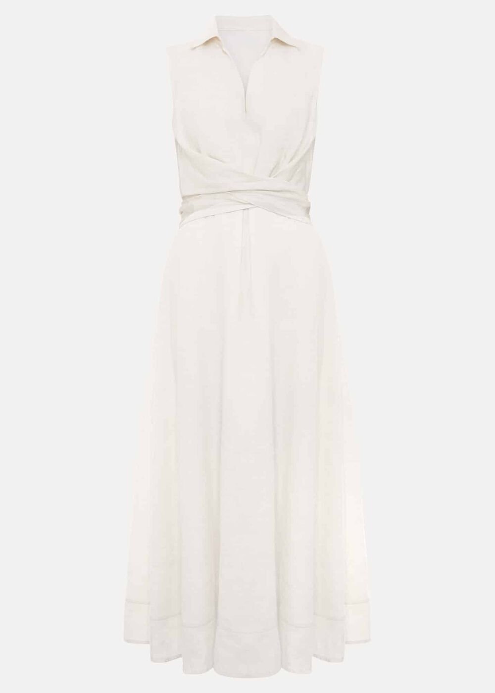 Becky Tie Front Midi Dress White
