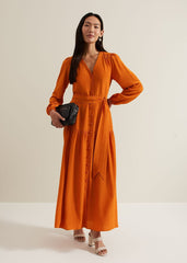 Tori Button Through Maxi Dress Tan