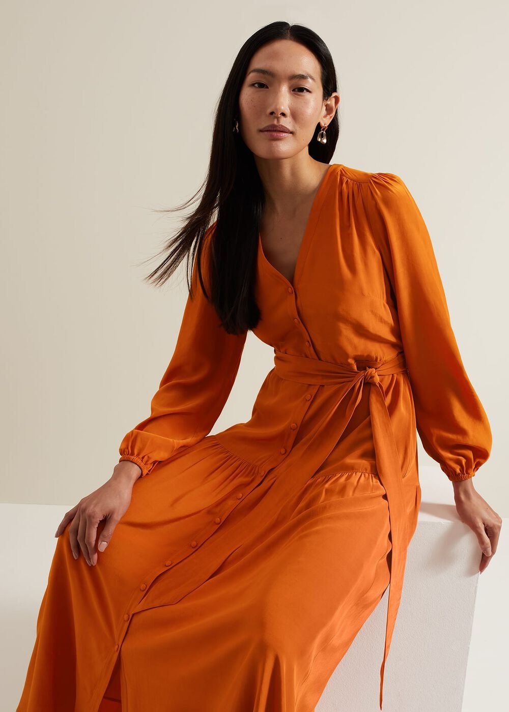 Tori Button Through Maxi Dress Tan