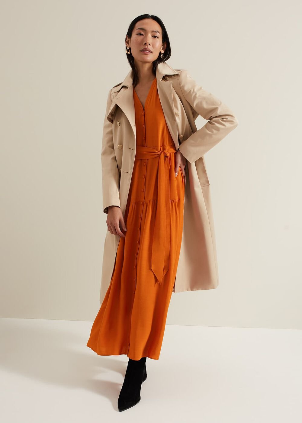 Tori Button Through Maxi Dress Tan