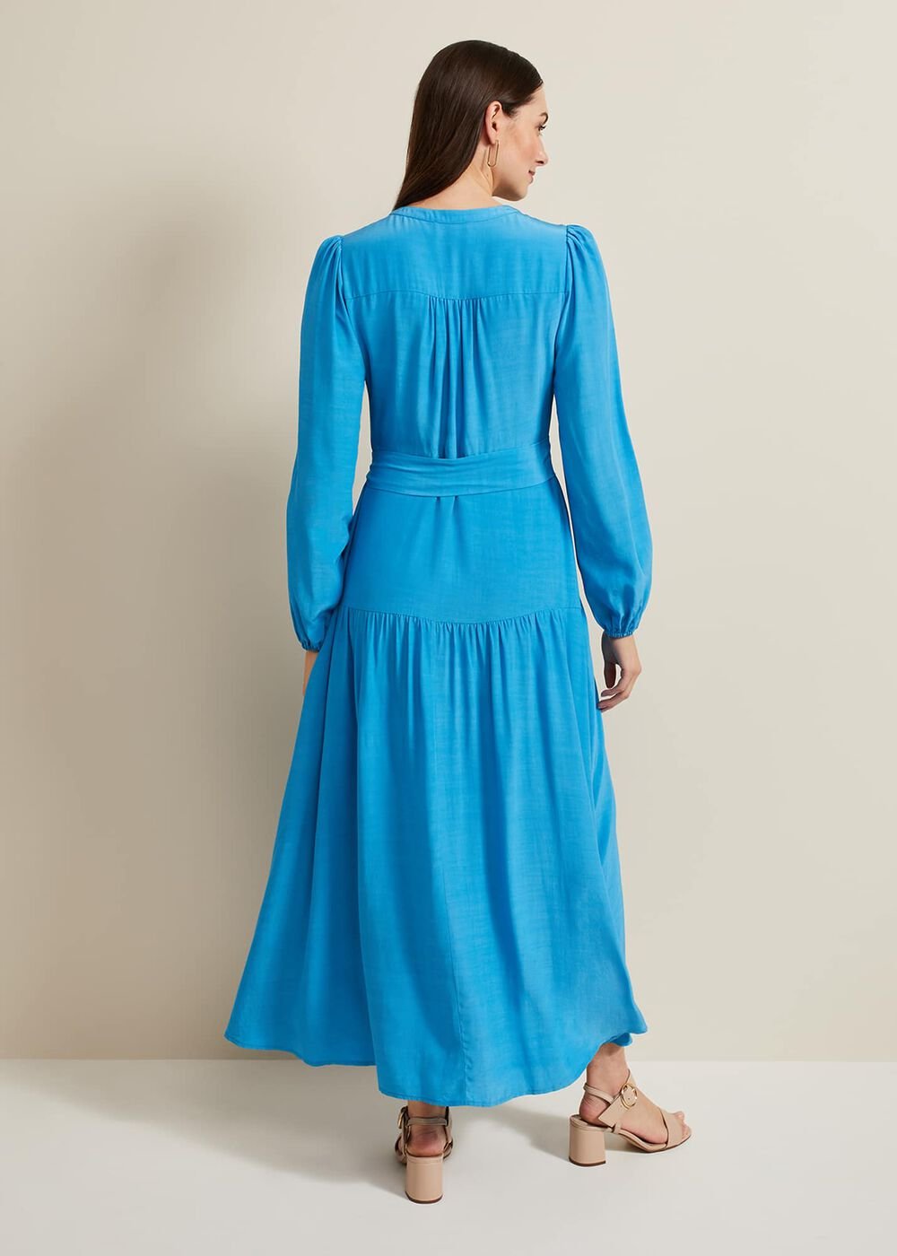 Tori Button Through Maxi Dress Blue