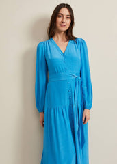 Tori Button Through Maxi Dress Blue