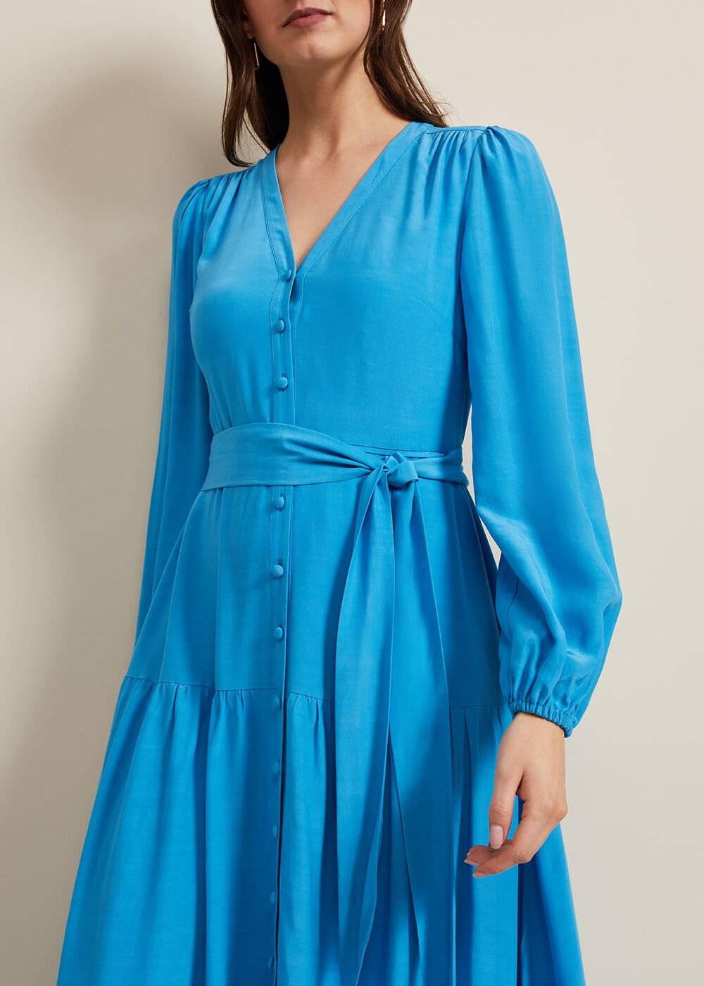 Tori Button Through Maxi Dress Blue