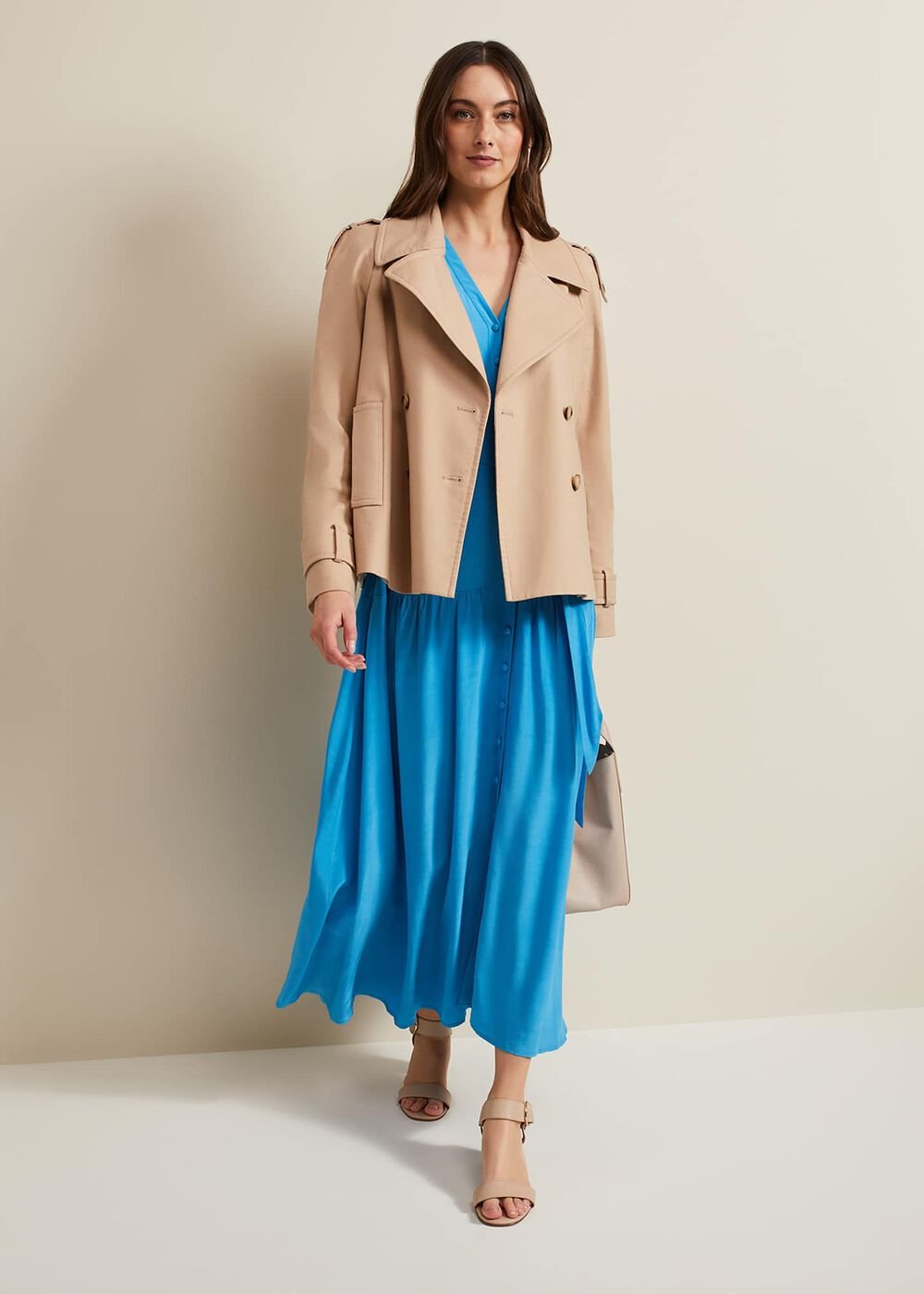 Tori Button Through Maxi Dress Blue