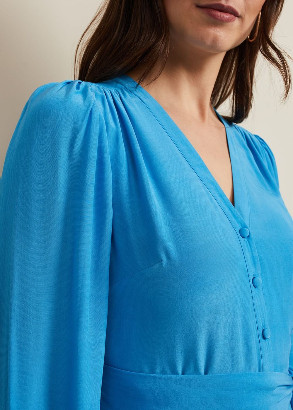 Tori Button Through Maxi Dress Blue