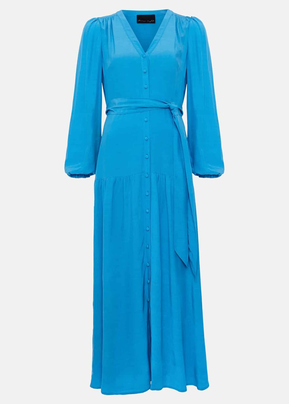 Tori Button Through Maxi Dress Blue