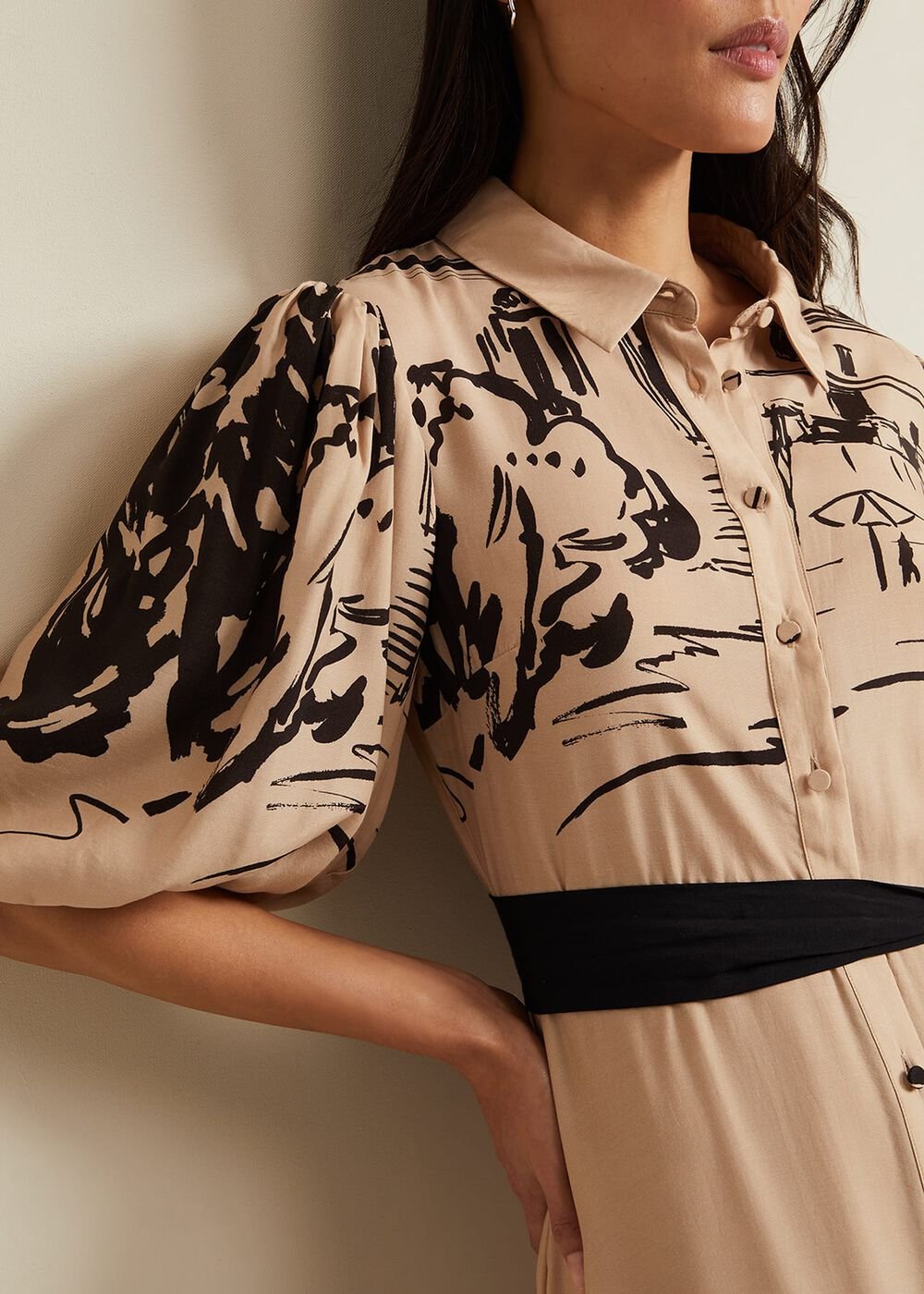 Tammy Puff Sleeve Shirt Dress Cream