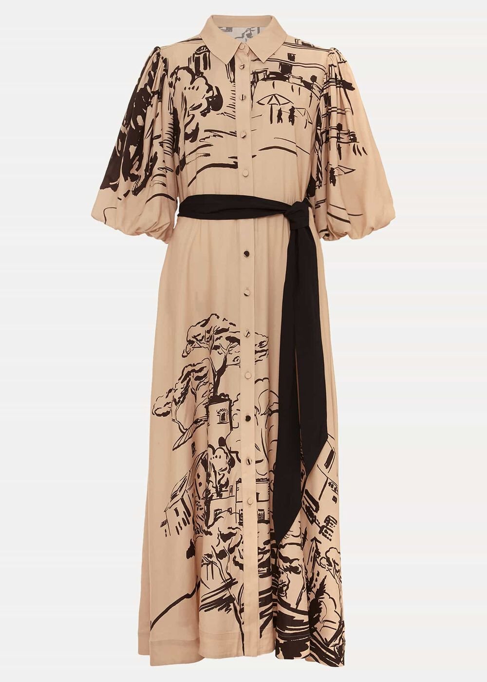 Tammy Puff Sleeve Shirt Dress Cream