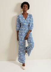 Amy Print V Neck Jumpsuit Multi-Coloured