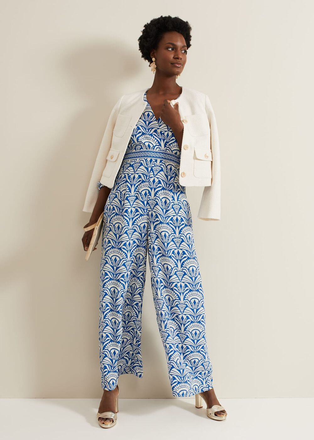 Amy Print V Neck Jumpsuit Multi-Coloured
