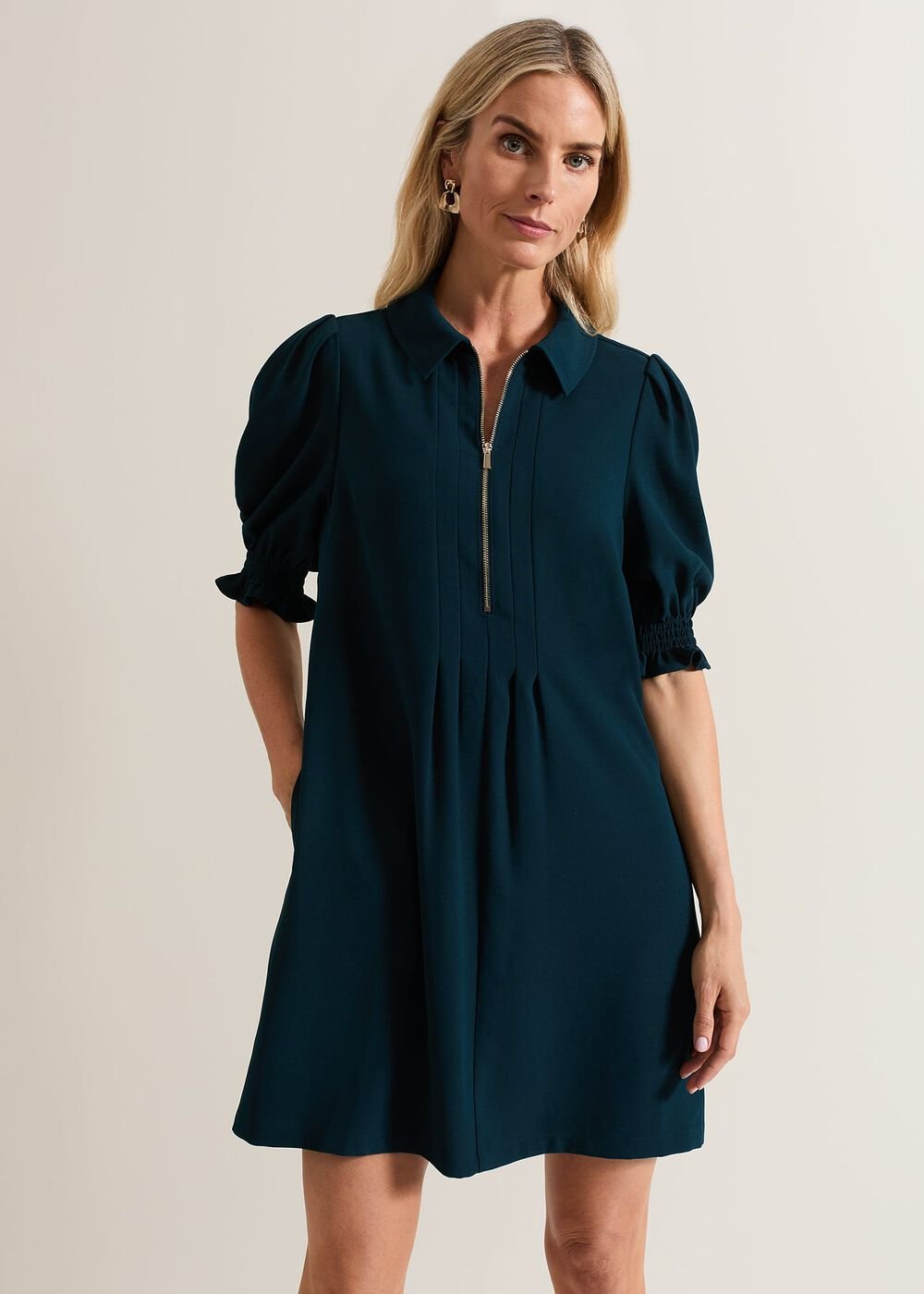 Candice Zip Swing Dress Teal