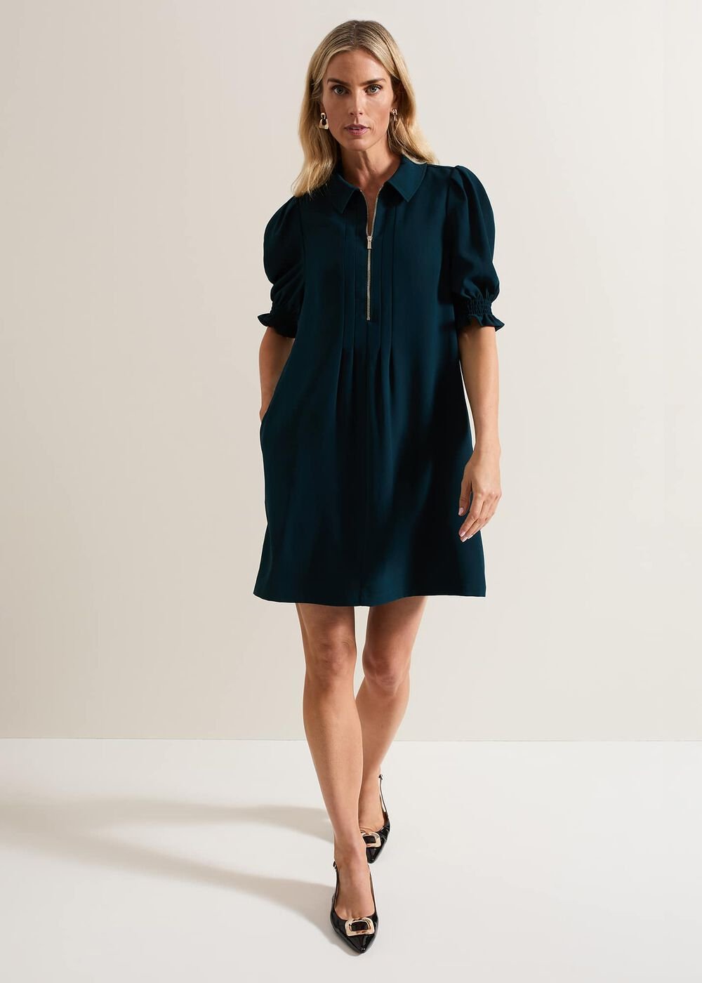 Candice Zip Swing Dress Teal