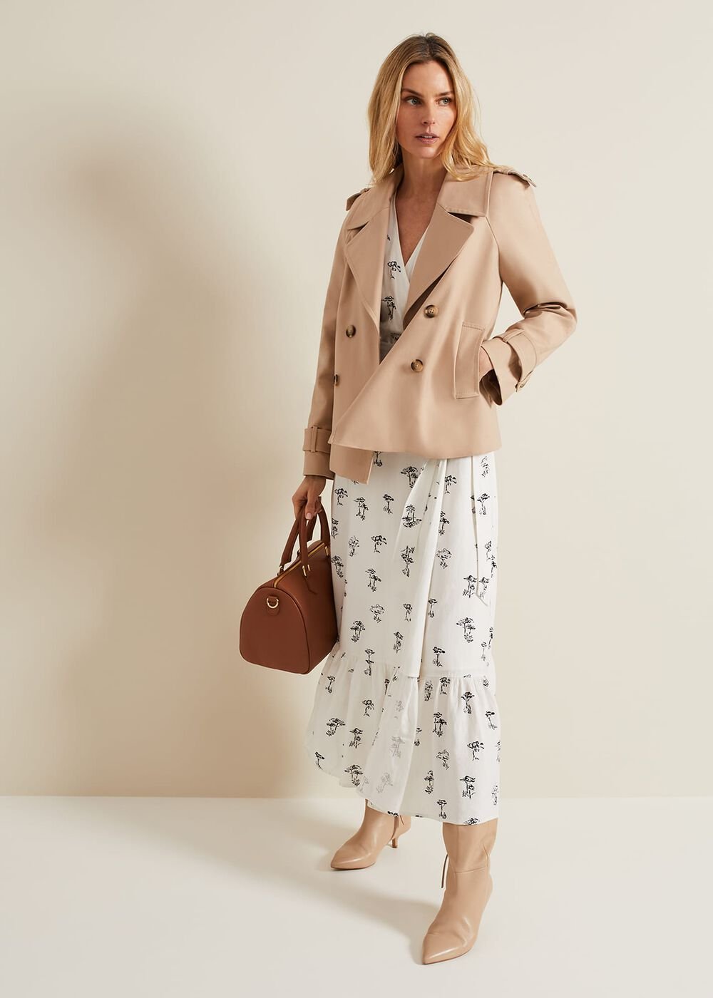 Nelly Linen Wrap Midi Dress Cream