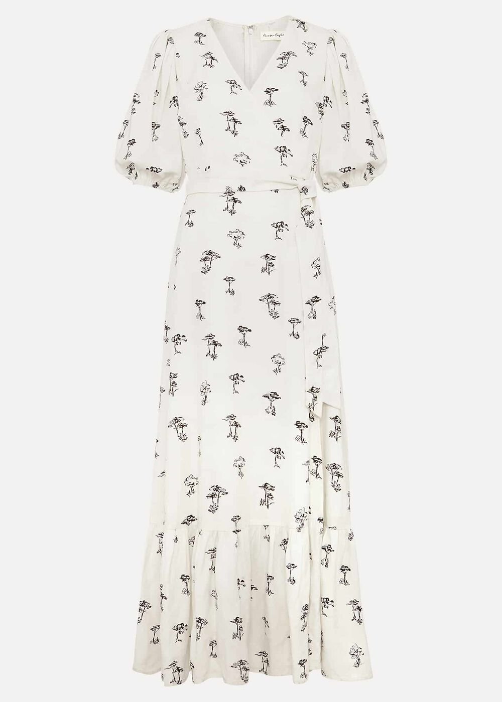 Nelly Linen Wrap Midi Dress Cream