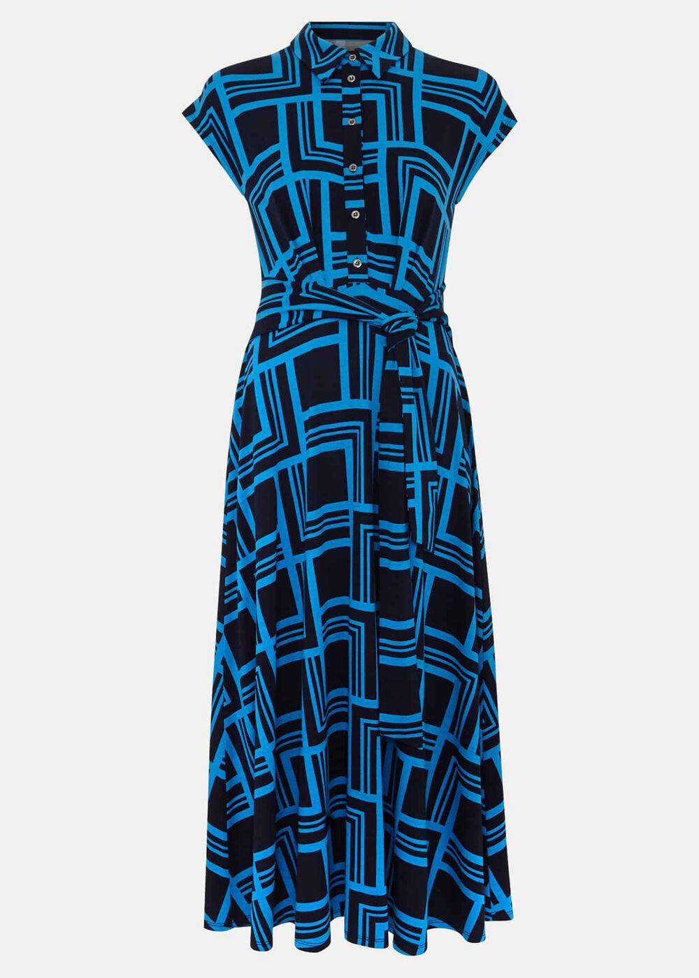 April Short Sleeve Geo Dress Blue