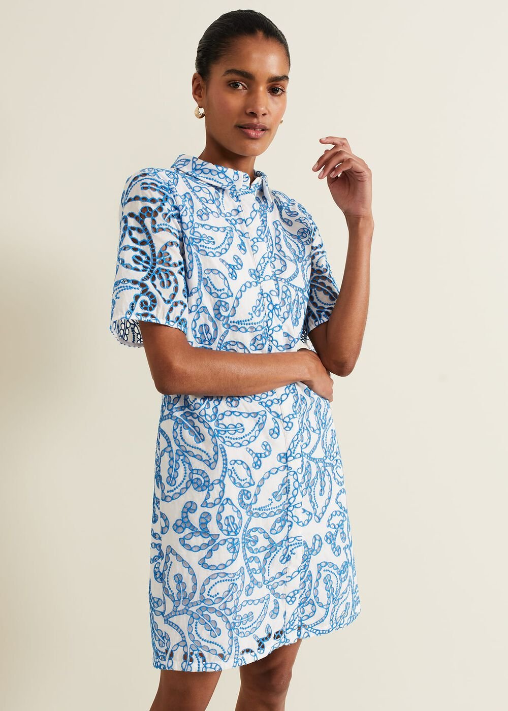 Nicky Broderie Swing Dress Blue