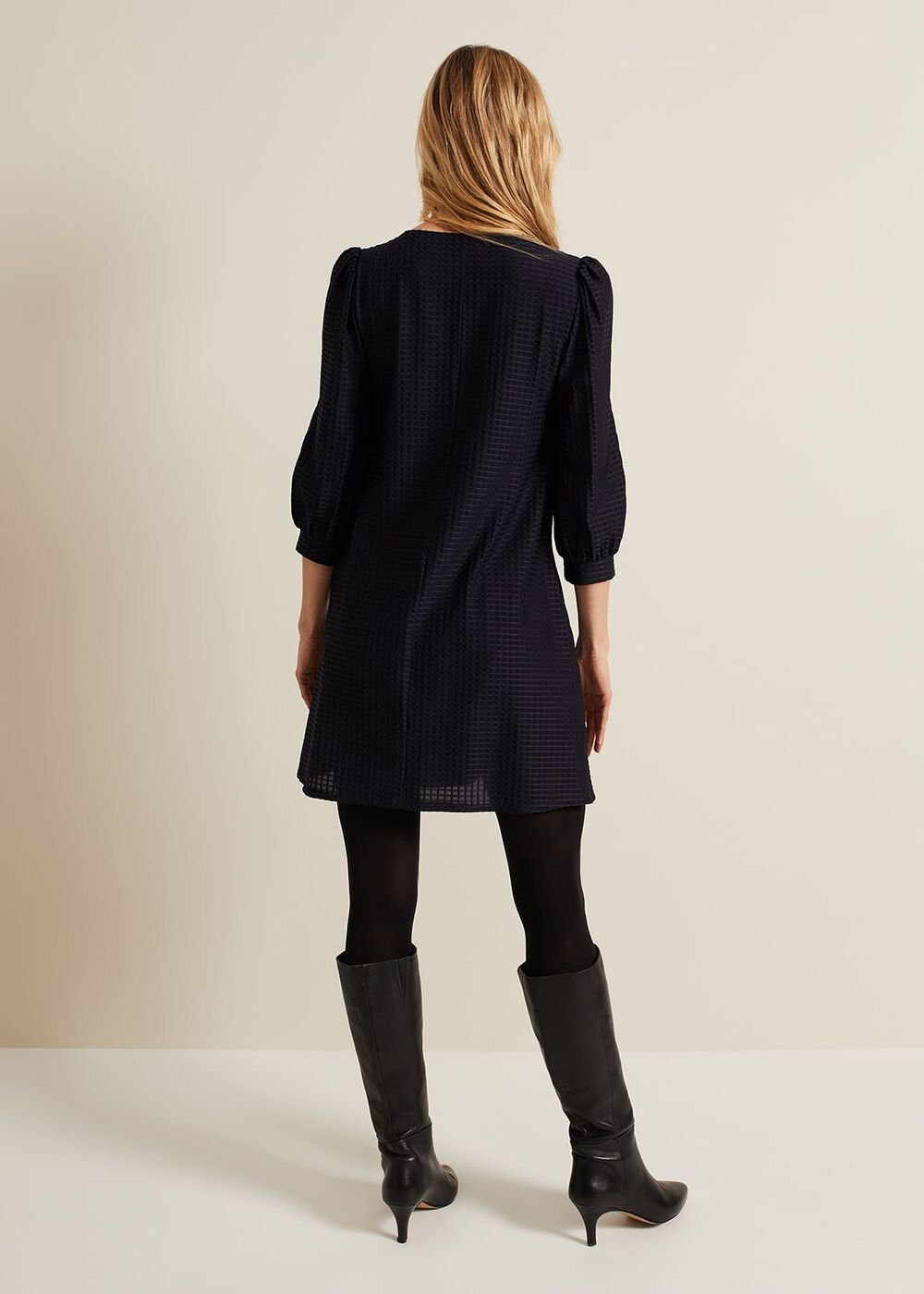 Dannie Textured Tunic Dress Navy