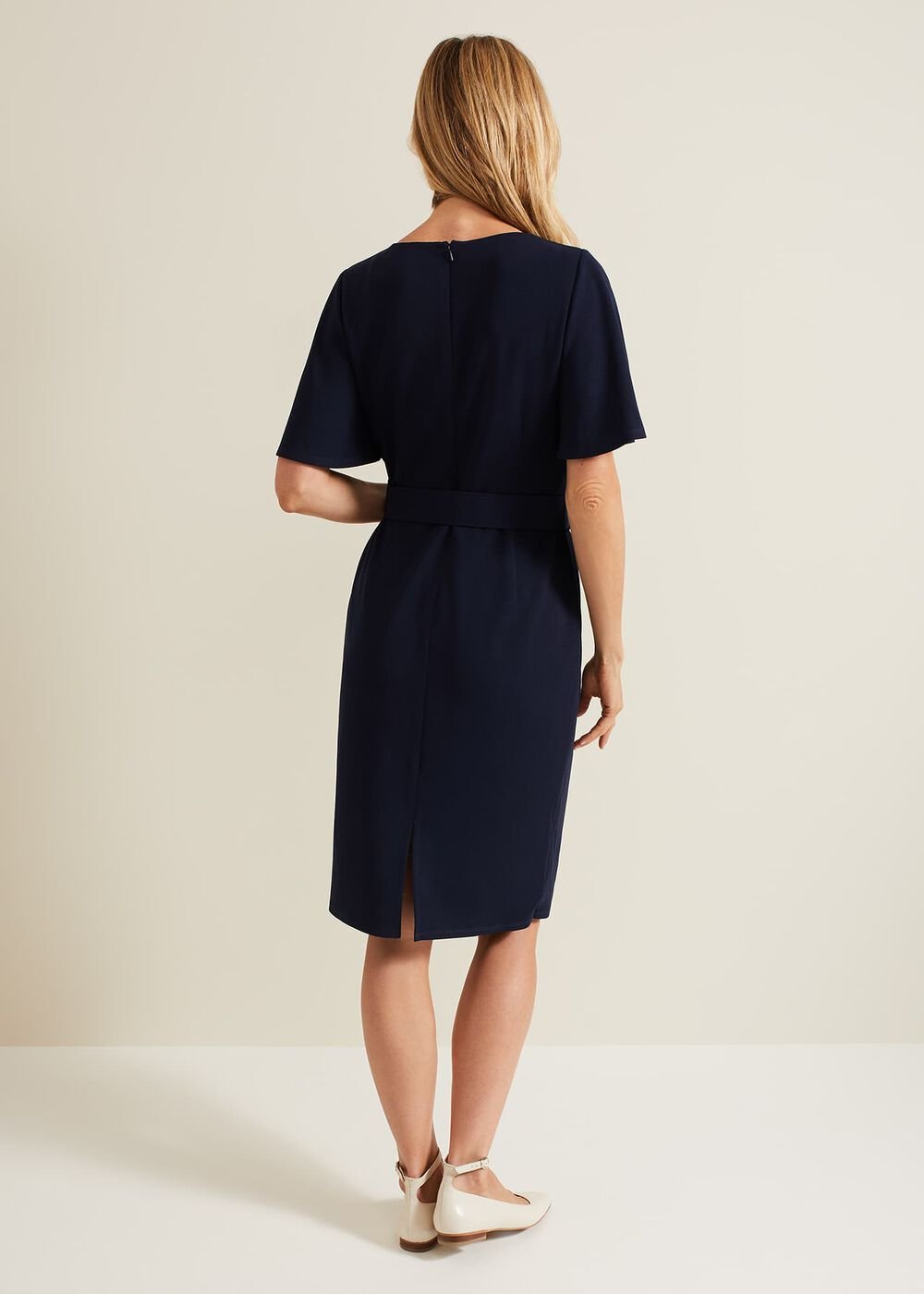 Fanella Belted Jersey Dress Navy