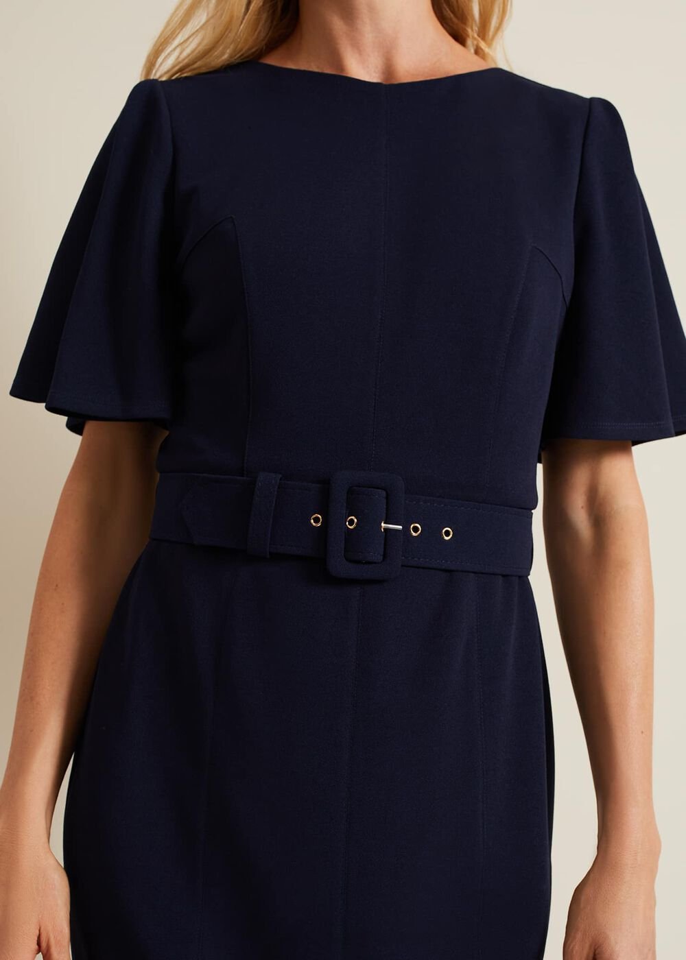 Fanella Belted Jersey Dress Navy