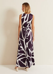 Palmer Leaf Print Maxi Dress Purple
