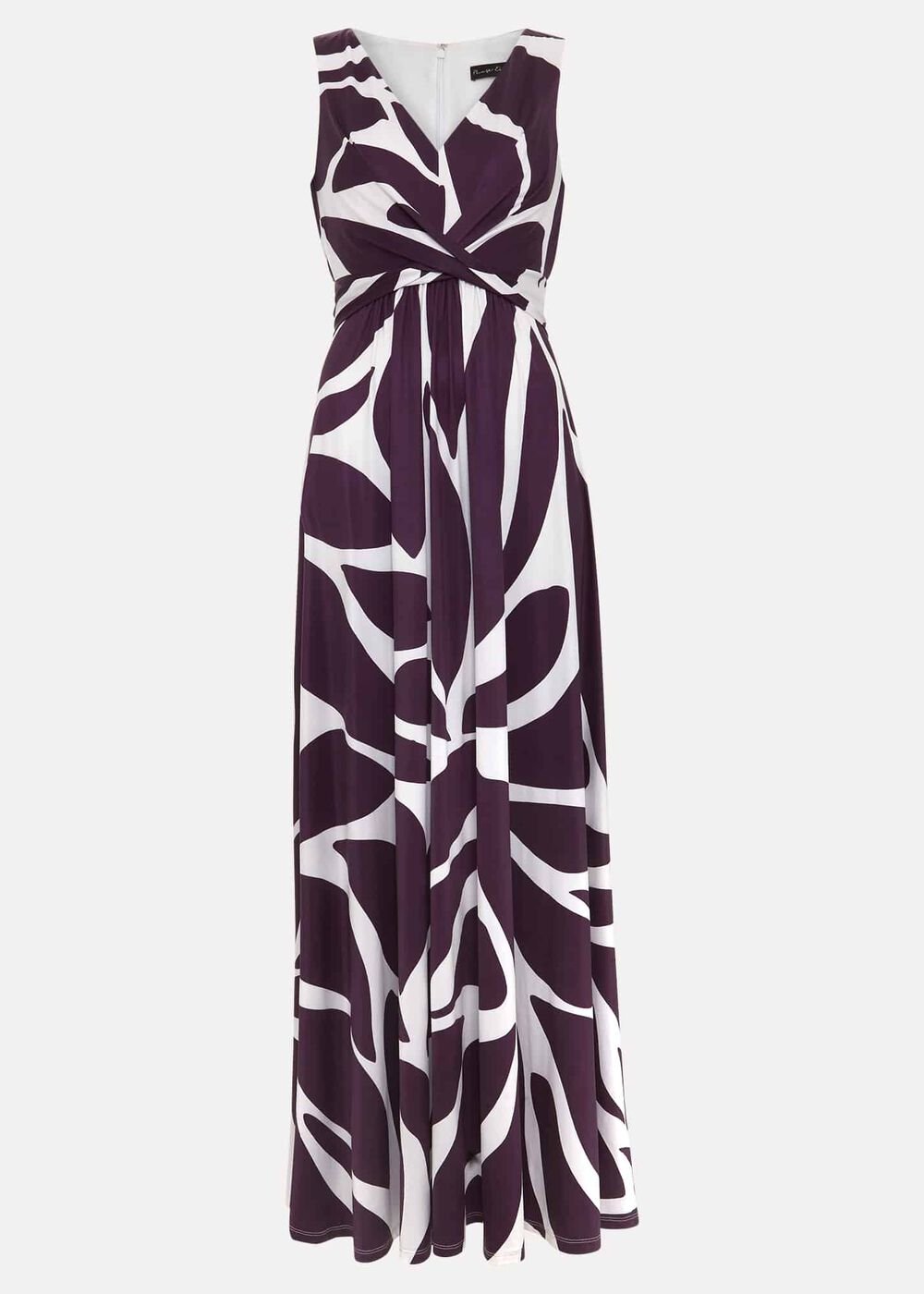 Palmer Leaf Print Maxi Dress Purple
