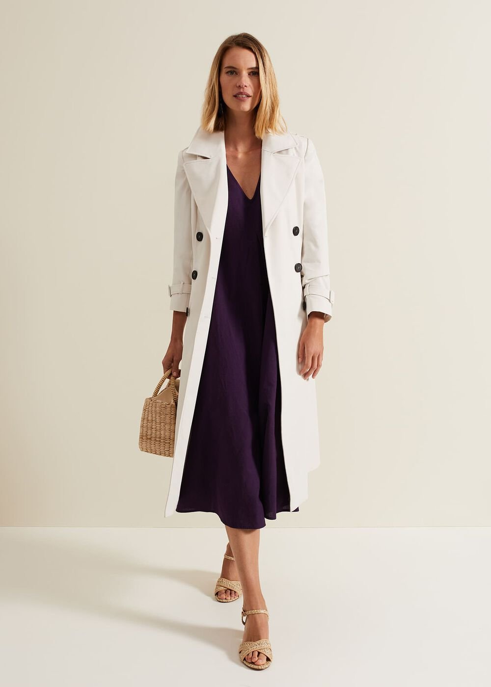 Lotty Puff Sleeve Midi Dress Purple