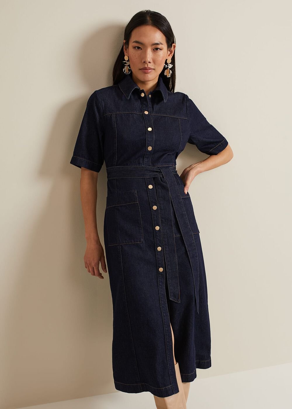Sonny Denim Midi Dress Navy