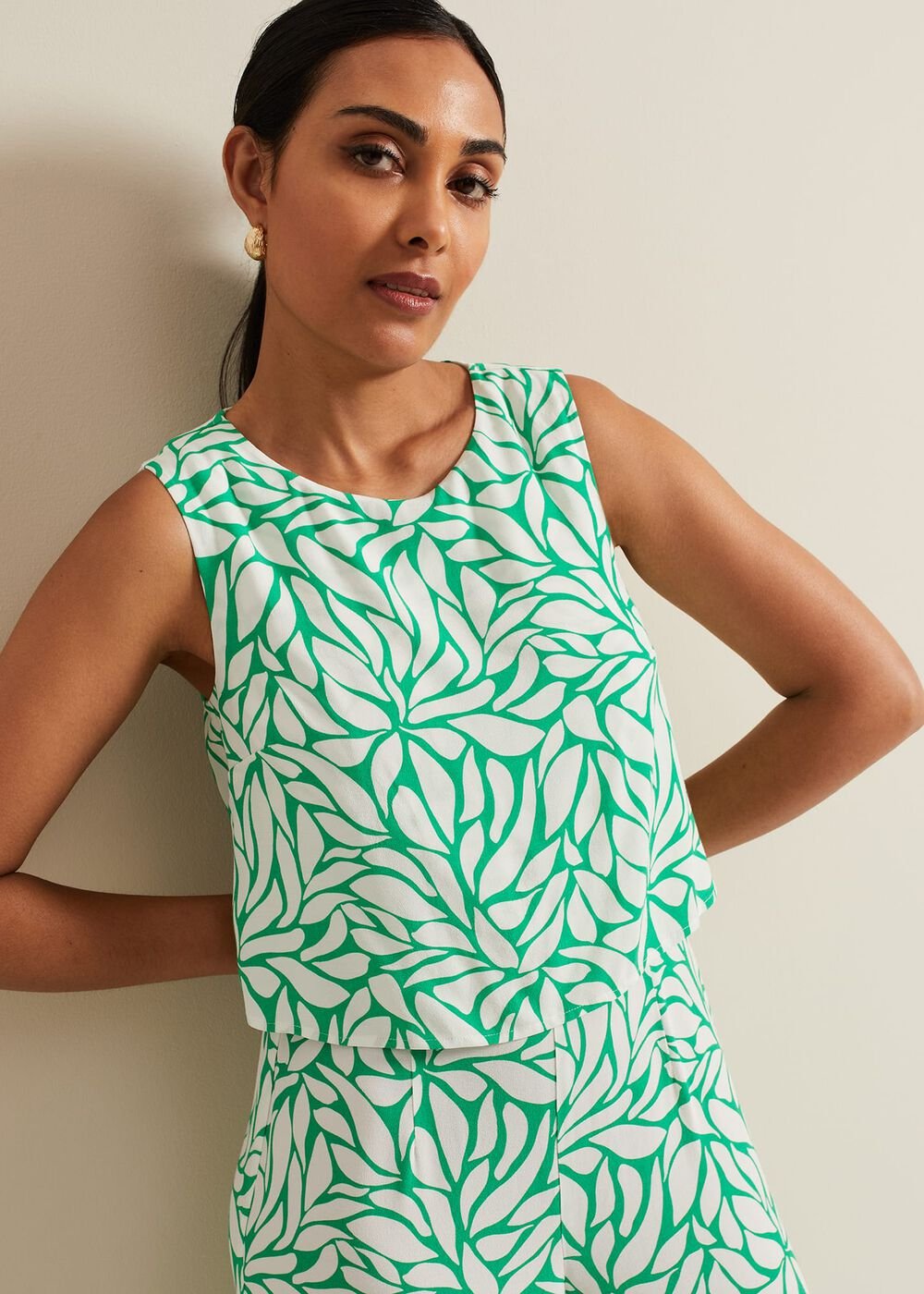 Petite Aubrey Geo Jumpsuit Green
