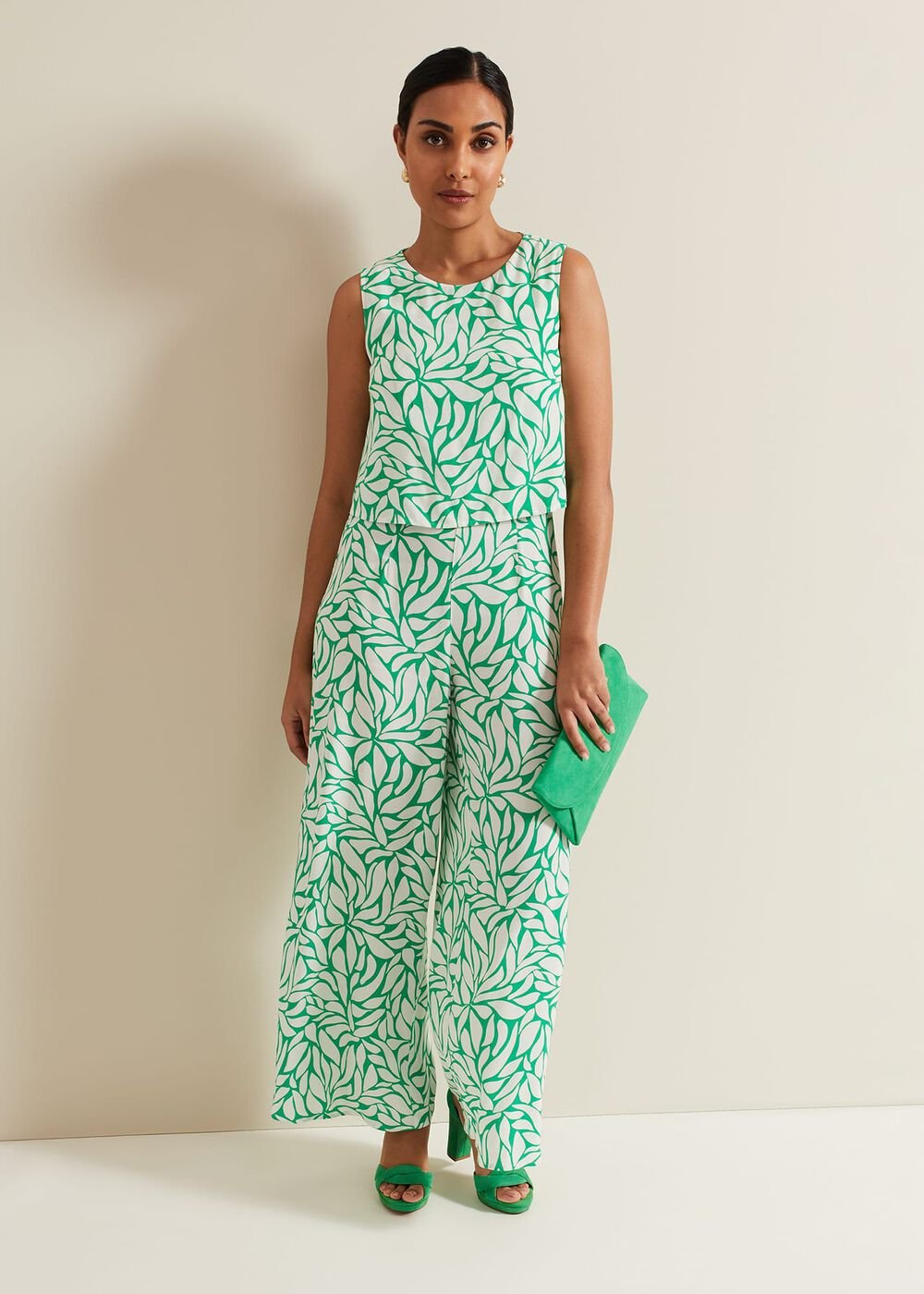 Petite Aubrey Geo Jumpsuit Green