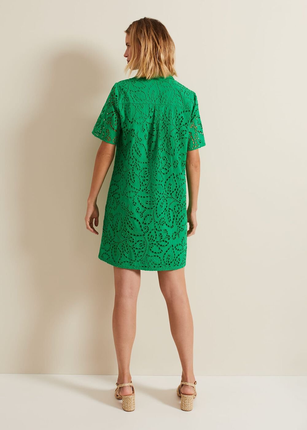 Nicky Broderie Swing Dress Green