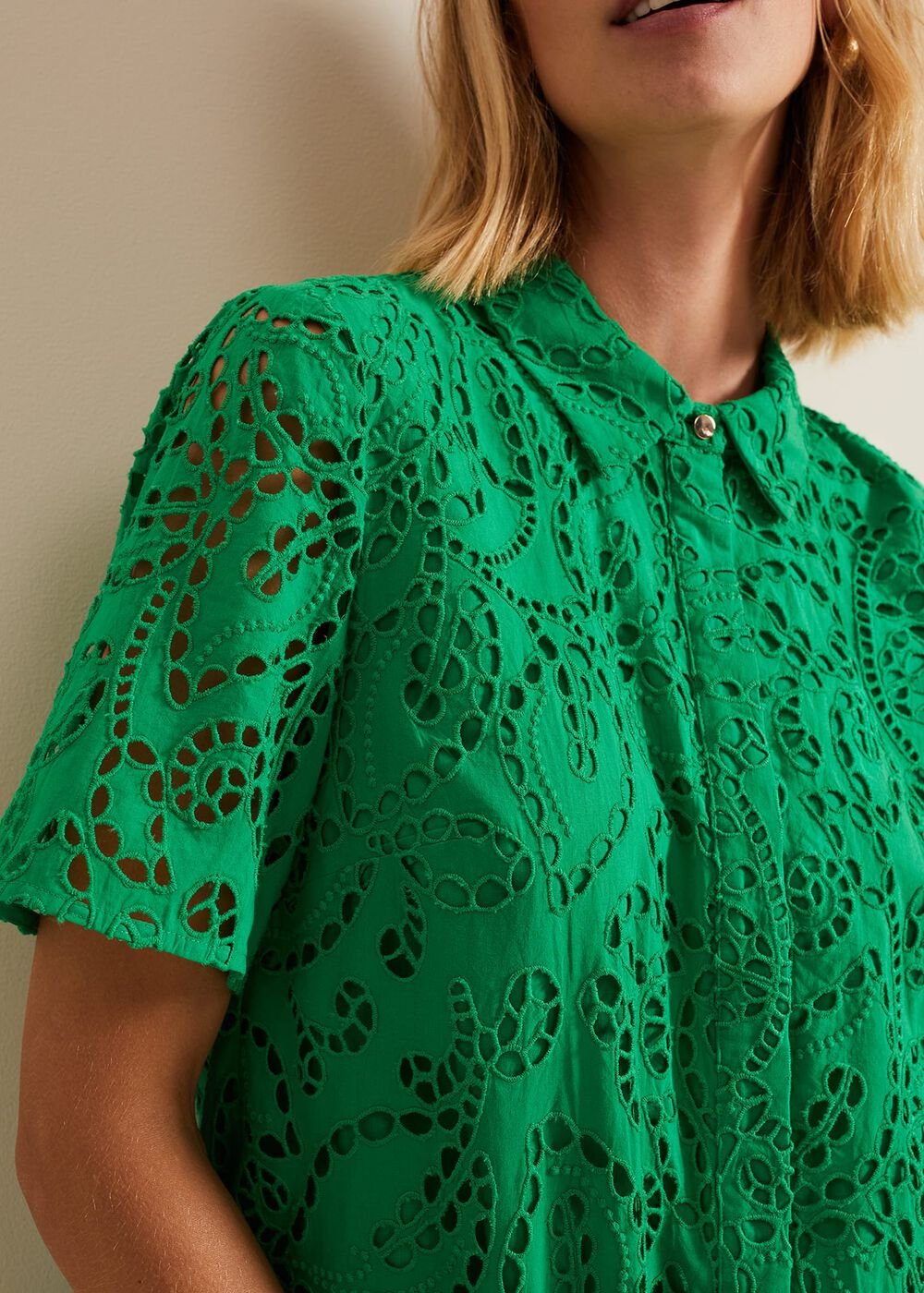 Nicky Broderie Swing Dress Green