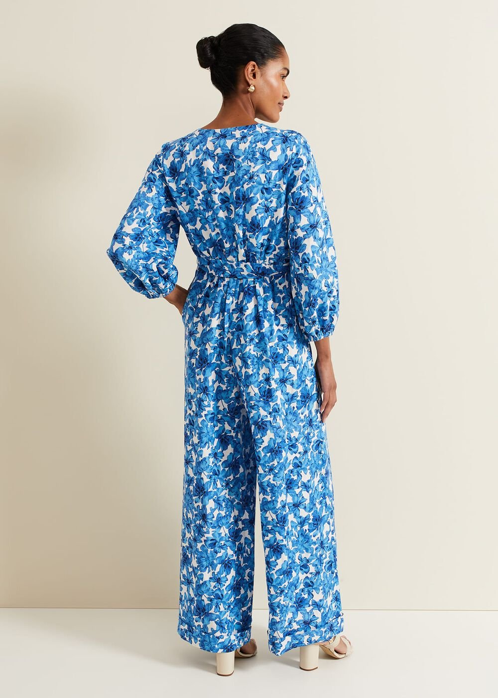 Rosey Floral Zip Jumpsuit Blue