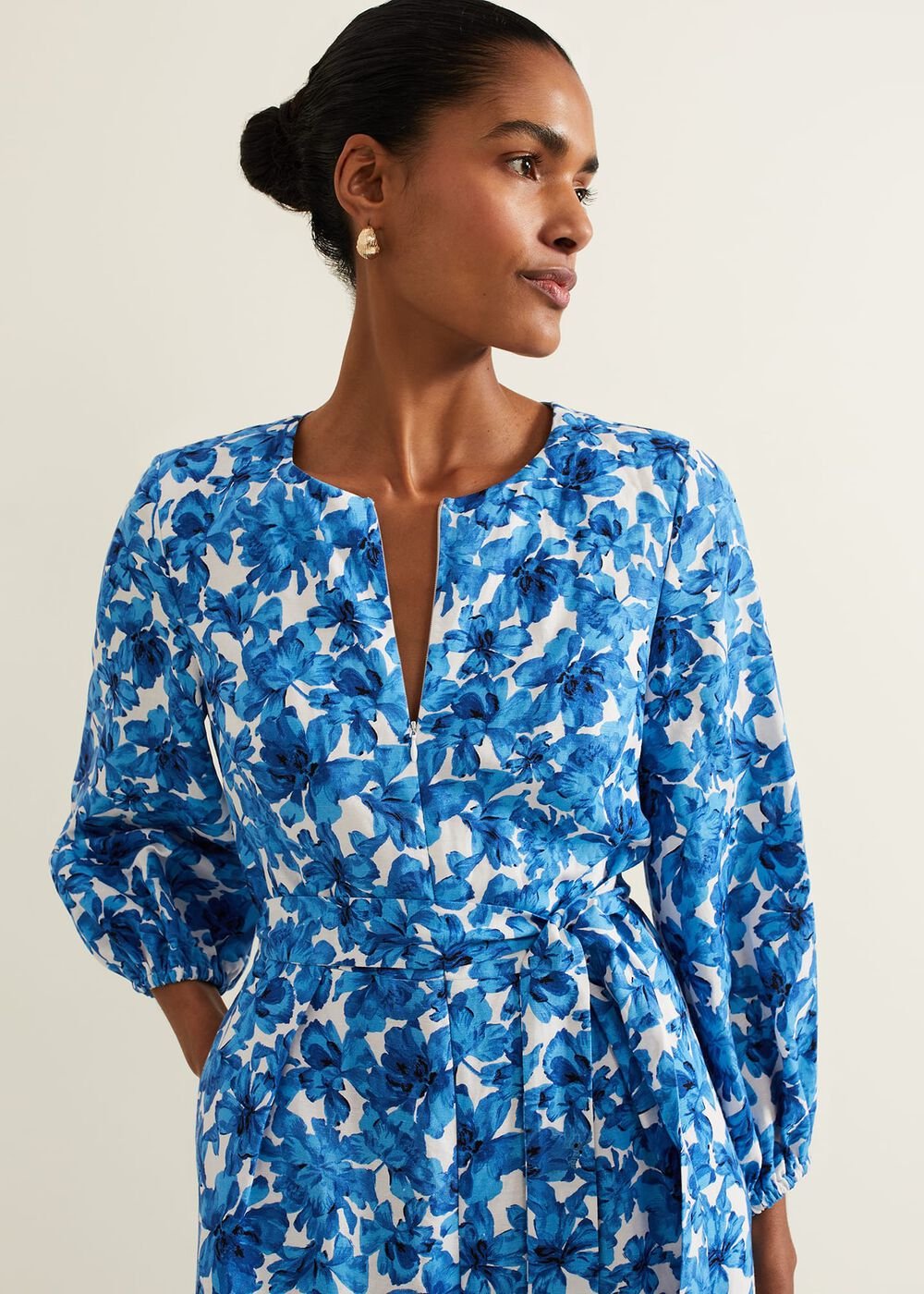 Rosey Floral Zip Jumpsuit Blue