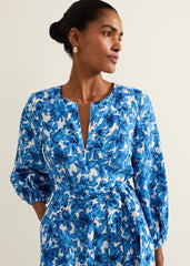 Rosey Floral Zip Jumpsuit Blue