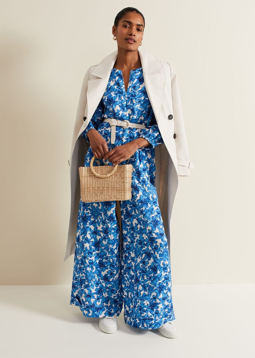 Rosey Floral Zip Jumpsuit Blue