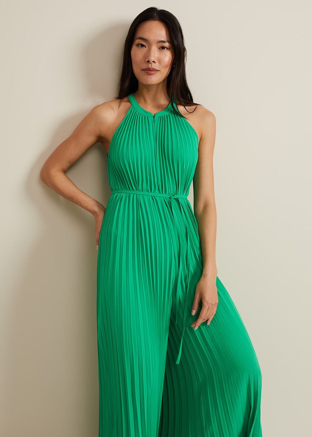 Brea Green Pleat Jumpsuit Green