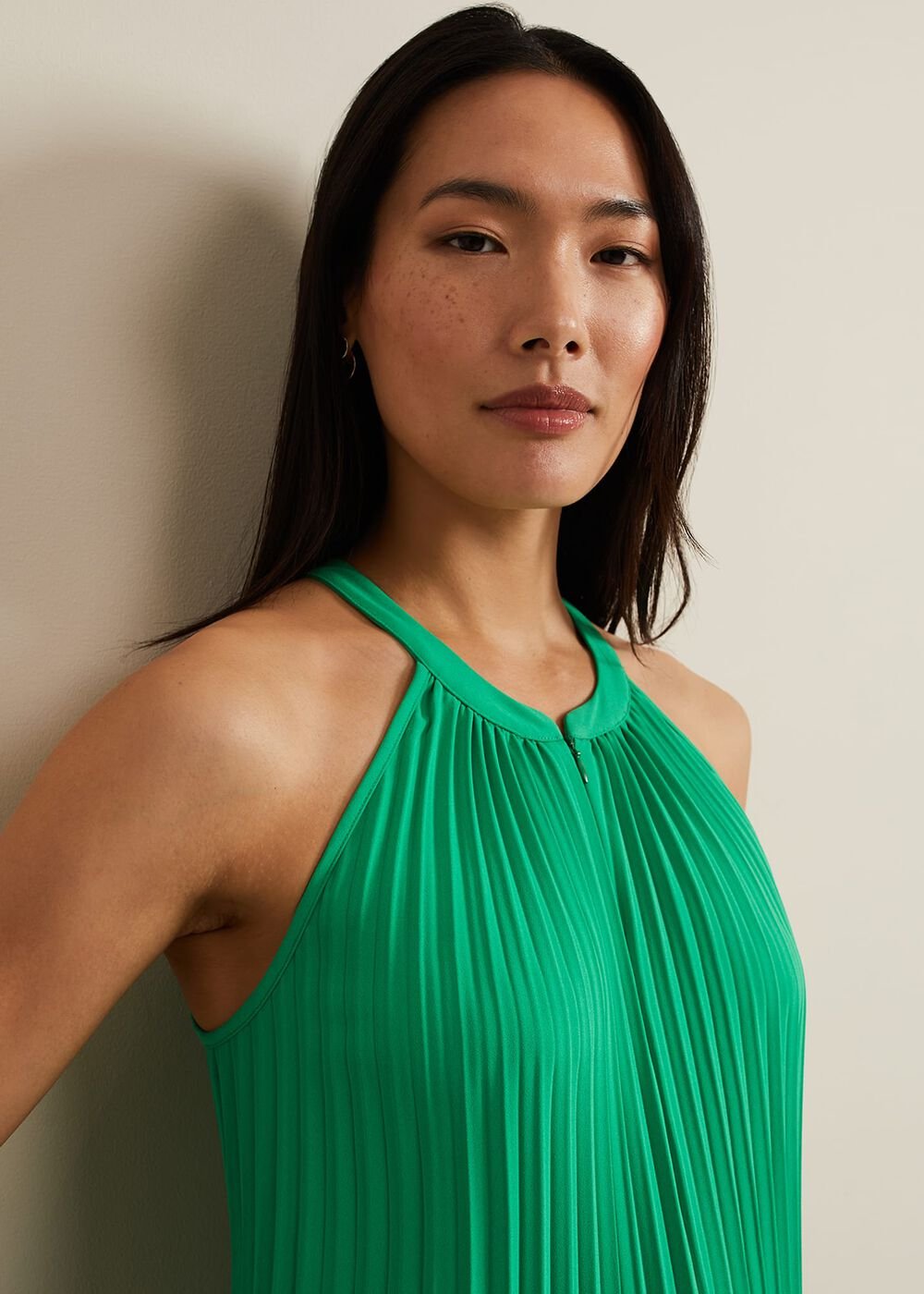 Brea Green Pleat Jumpsuit Green