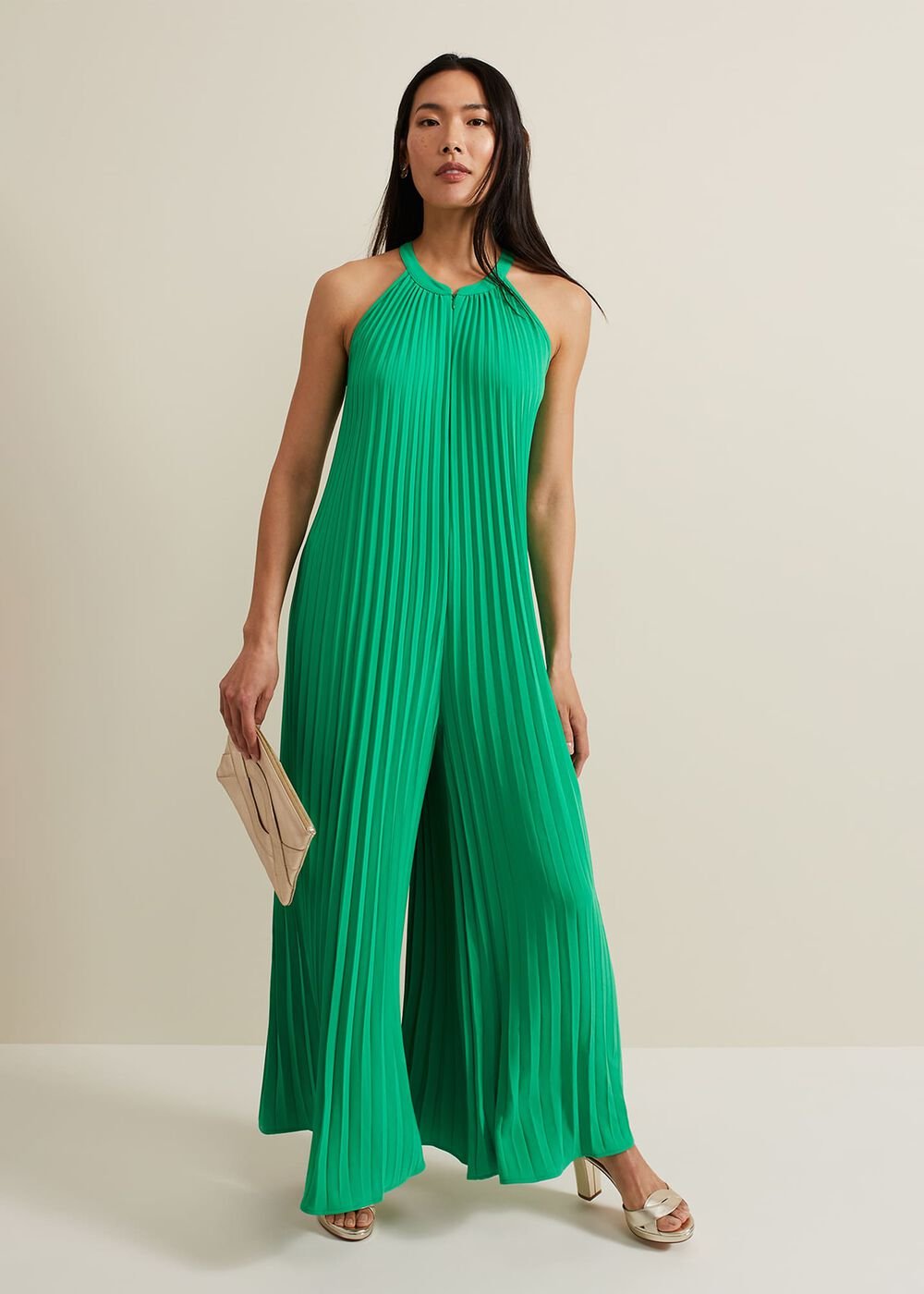 Brea Green Pleat Jumpsuit Green