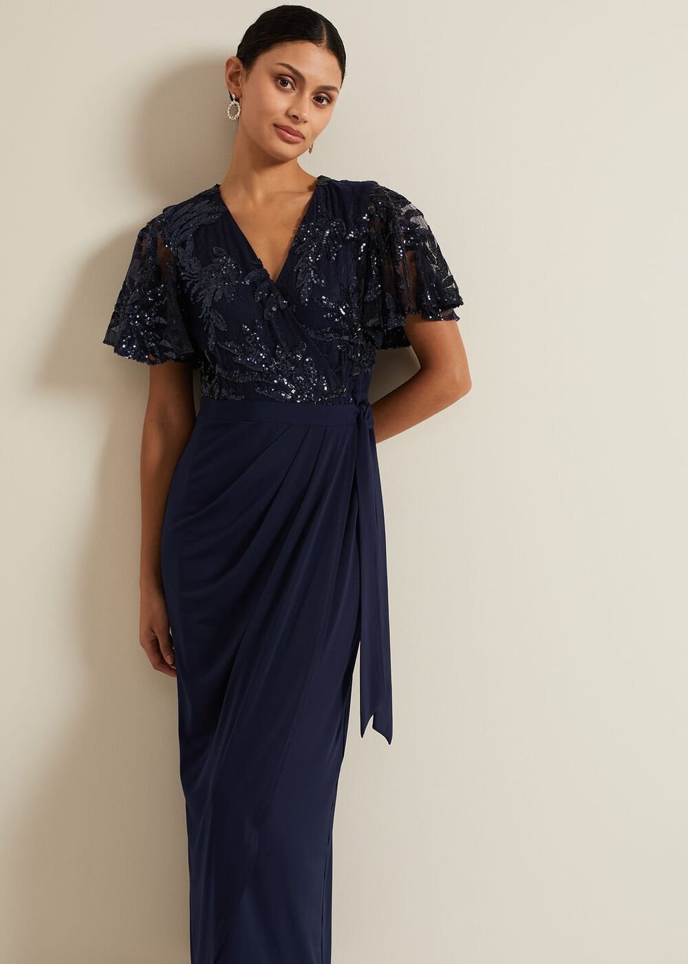 Minty Sequin Bodice Maxi Dress Navy