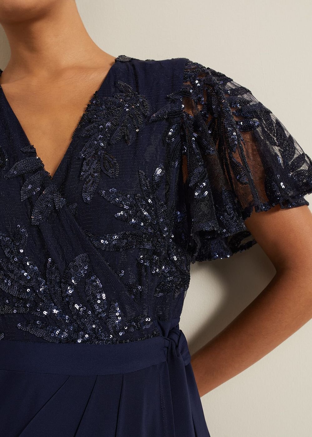 Minty Sequin Bodice Maxi Dress Navy